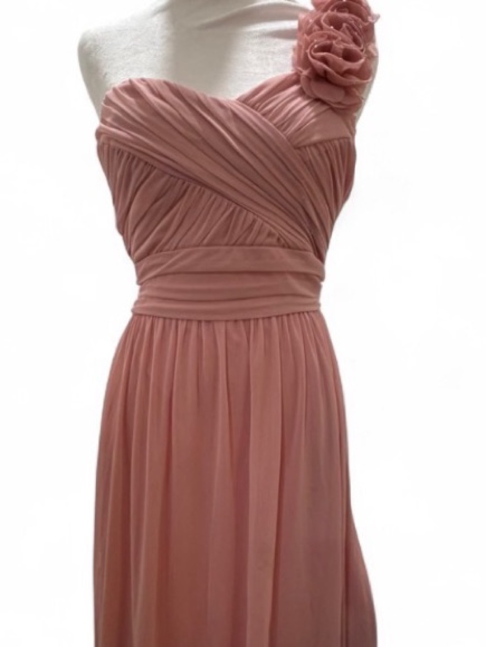 One-Shoulder Dusty Rose Chiffon Evening Gown